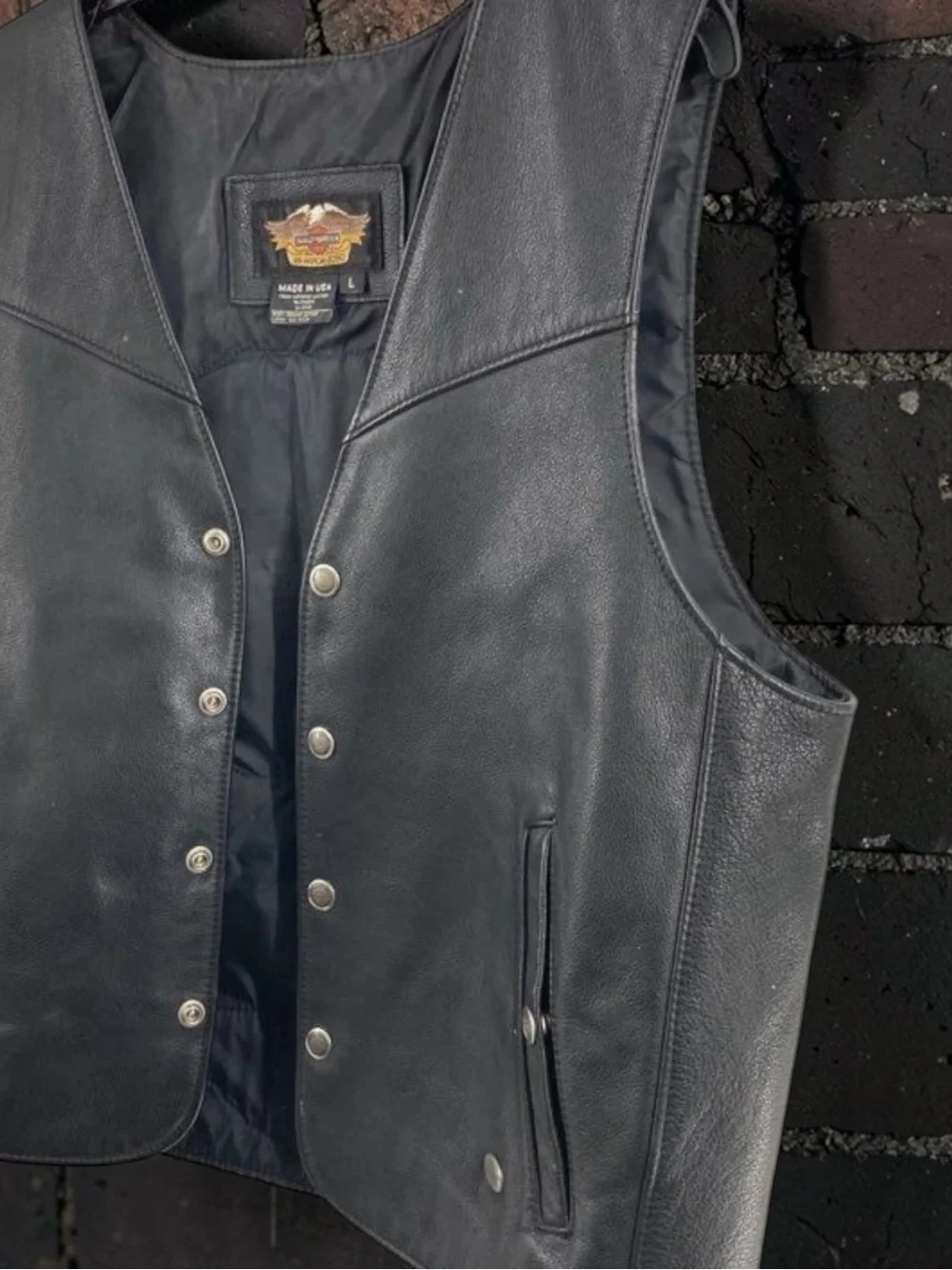 Vintage Harley-Davidson genuine leather biker vest